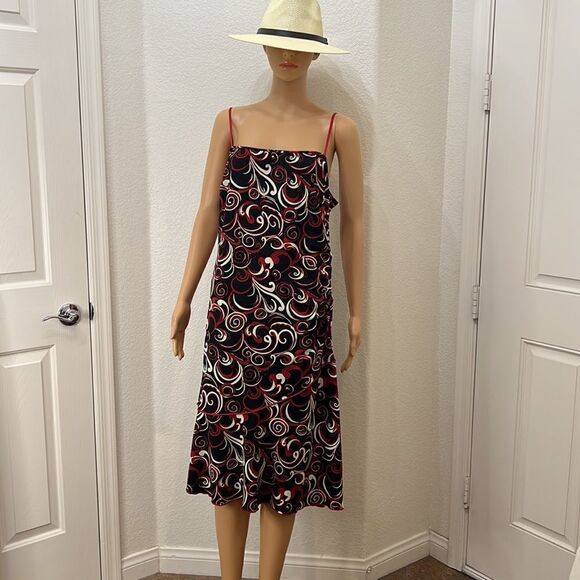 Parallel XL Woman’s Dress Adjustable Straps Side Ruching Mexico Black Red Cream - Picture 2 of 10